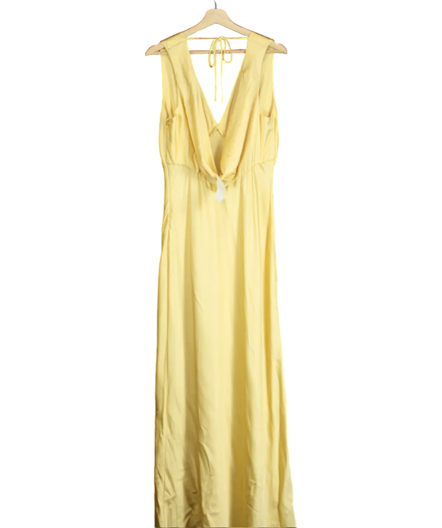 Abercrombie & Fitch Yellow Plunge Cowl Back Maxi Dress UK L