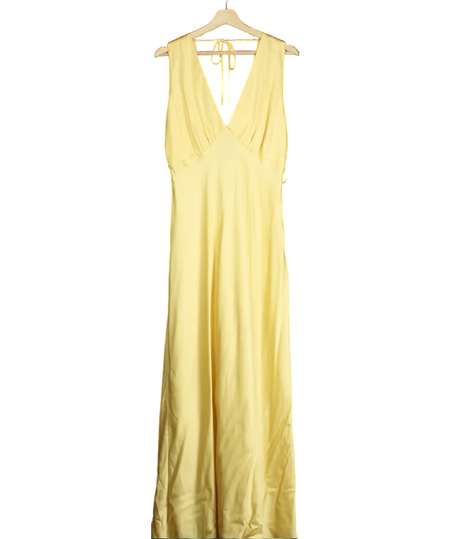 Abercrombie & Fitch Yellow Plunge Cowl Back Maxi Dress UK L