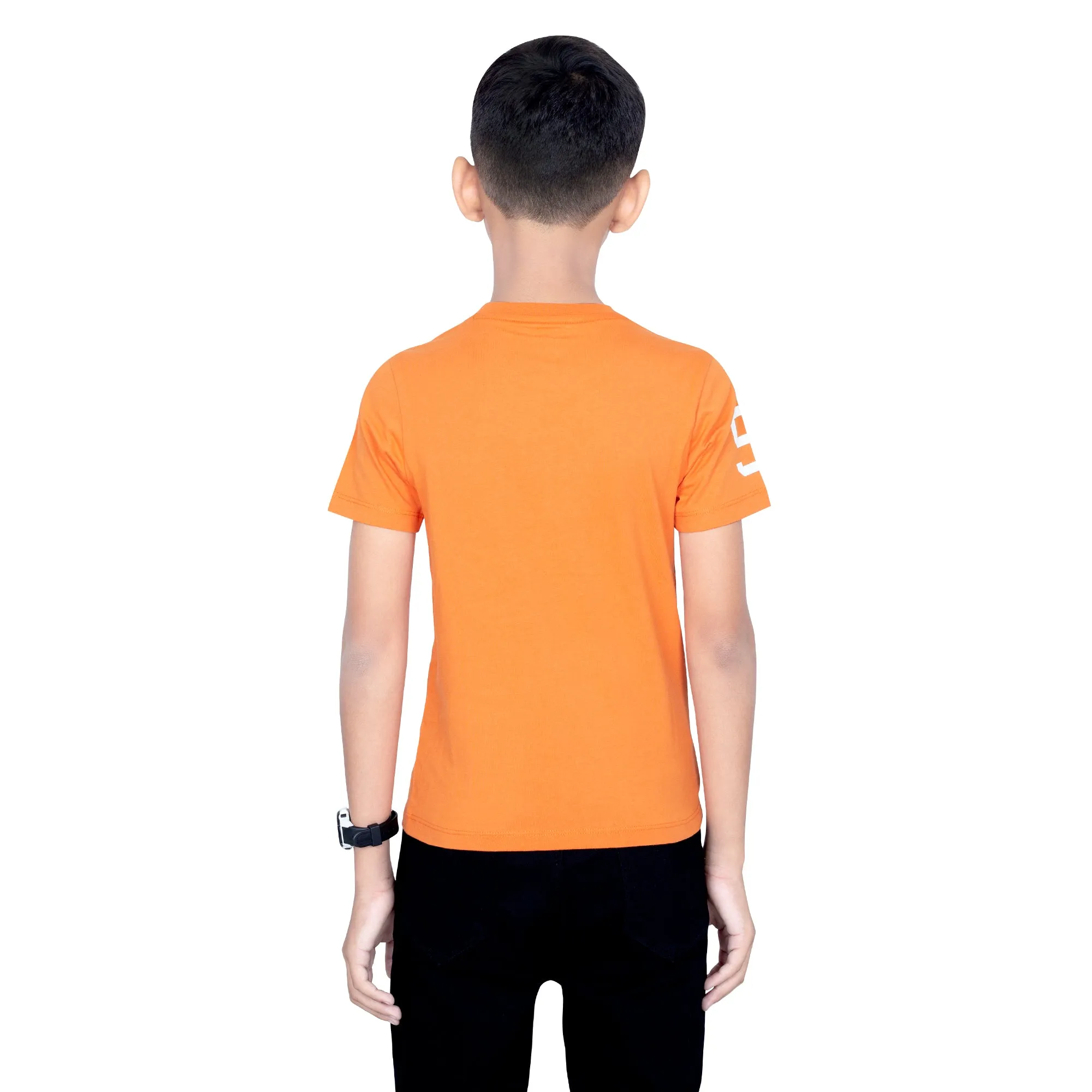 Boys Bright Orange Round Neck T-Shirt
