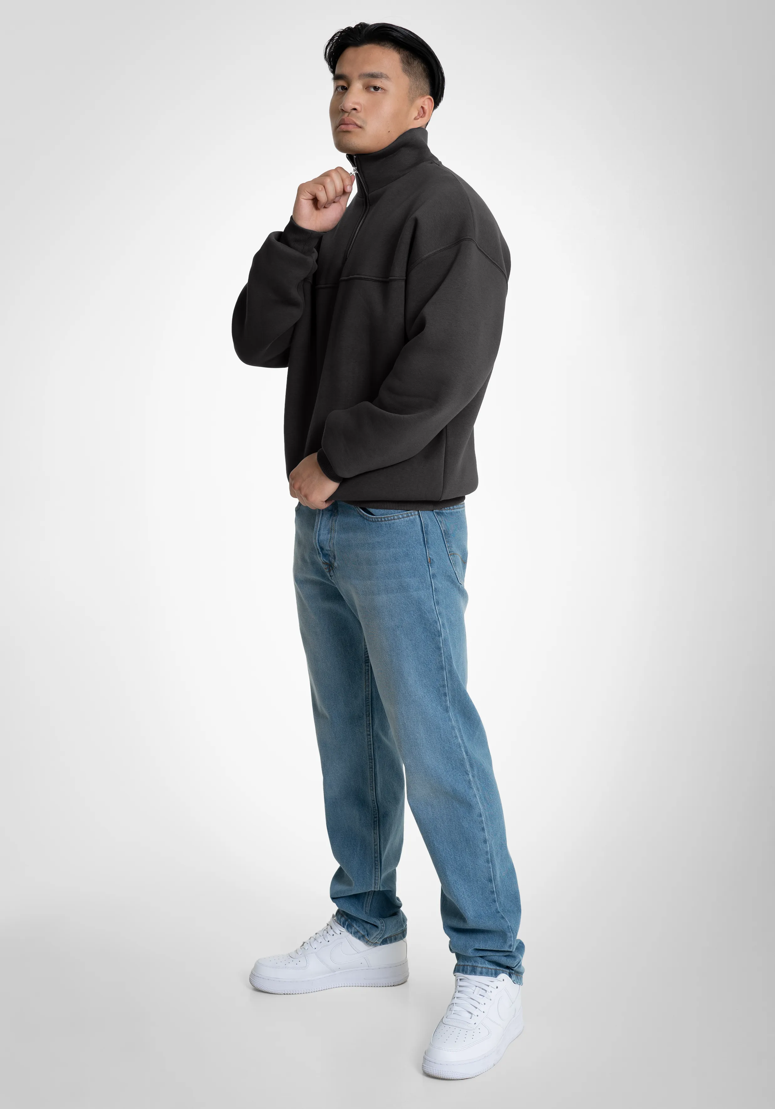 Half Zip Hoodie - Slate Grey