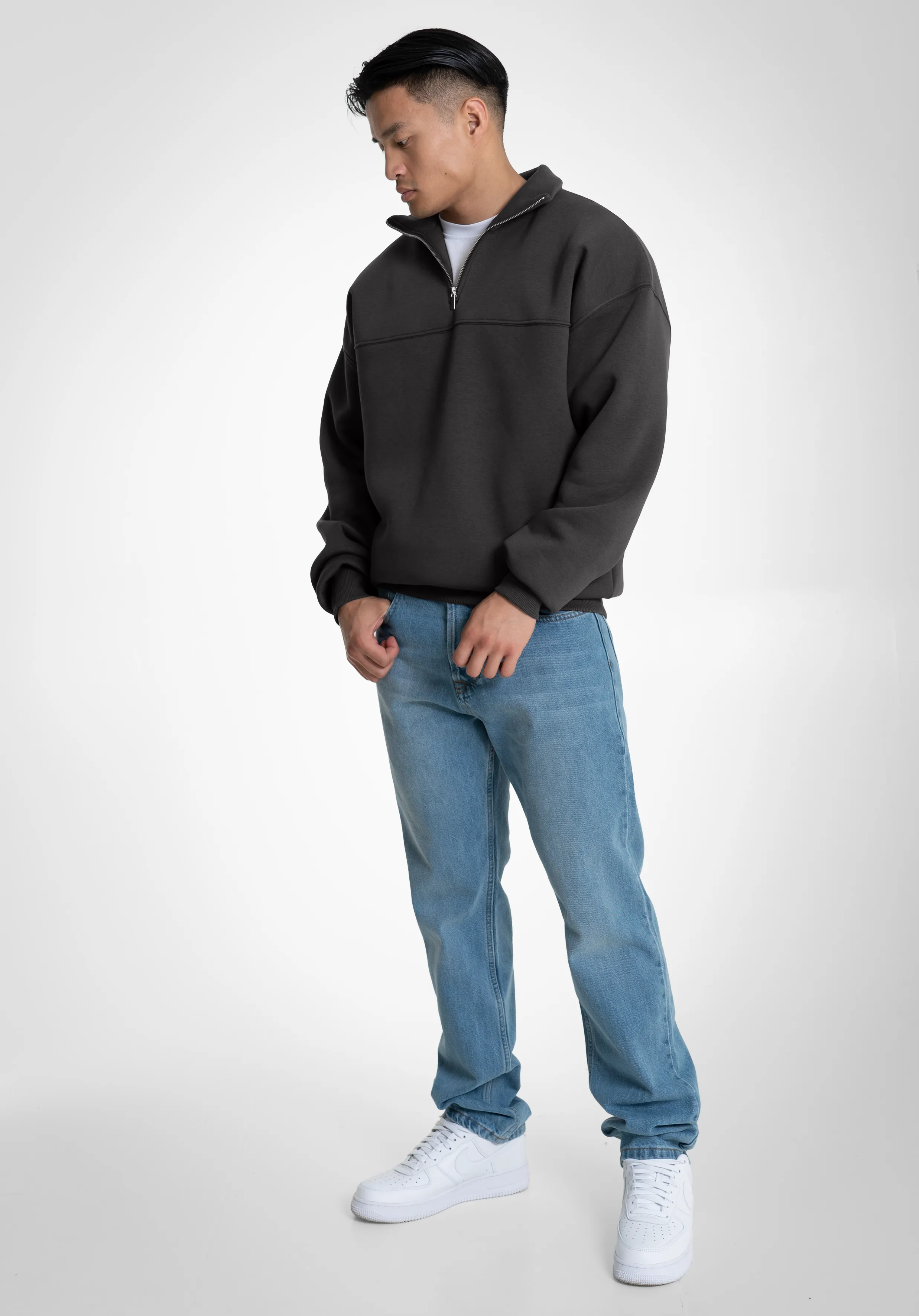 Half Zip Hoodie - Slate Grey