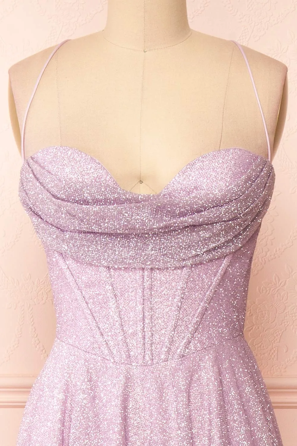 Lexy Lilac | Sparkly Cowl Neck Maxi Dress
