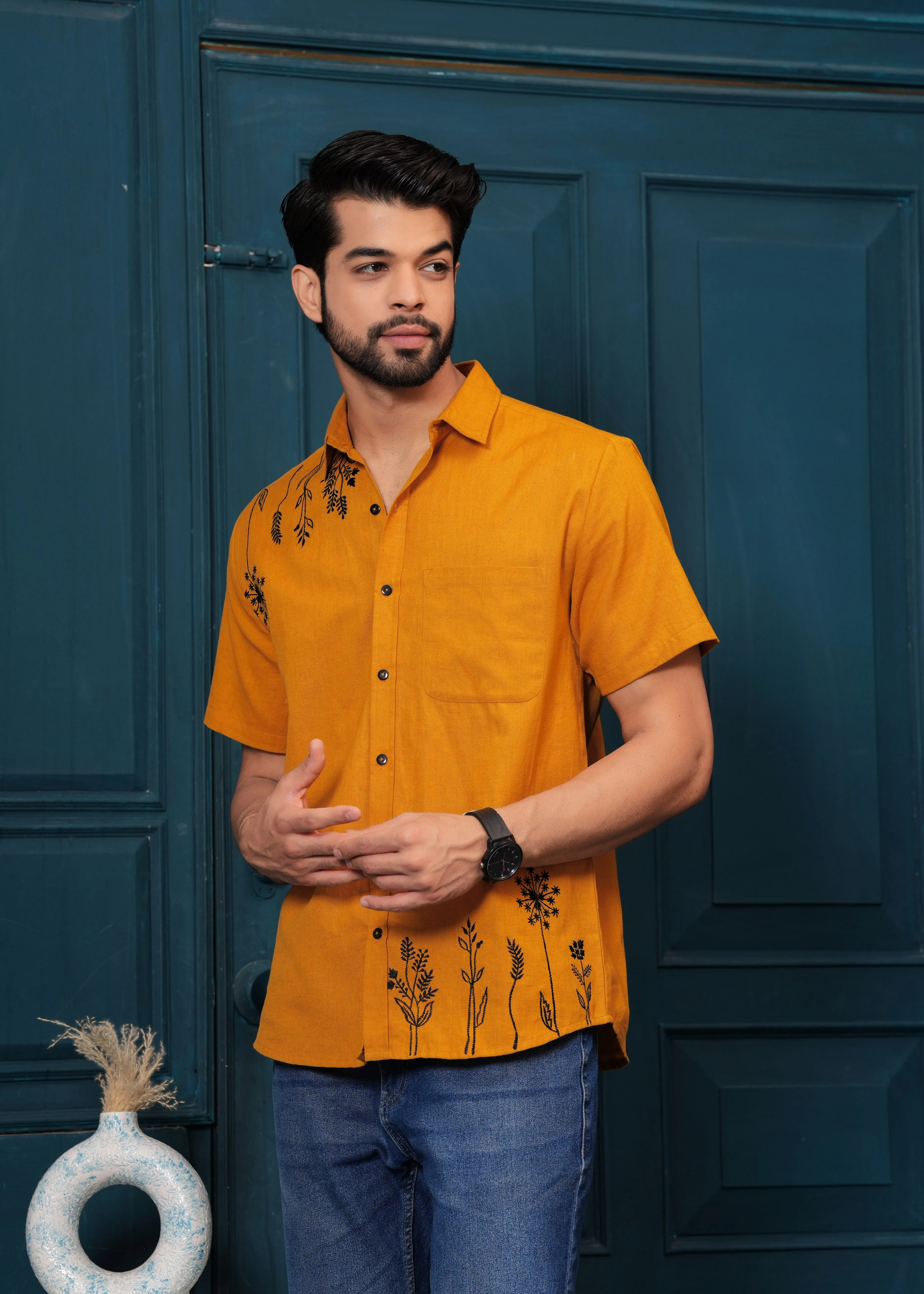 Musterd Embroiderd Shirt