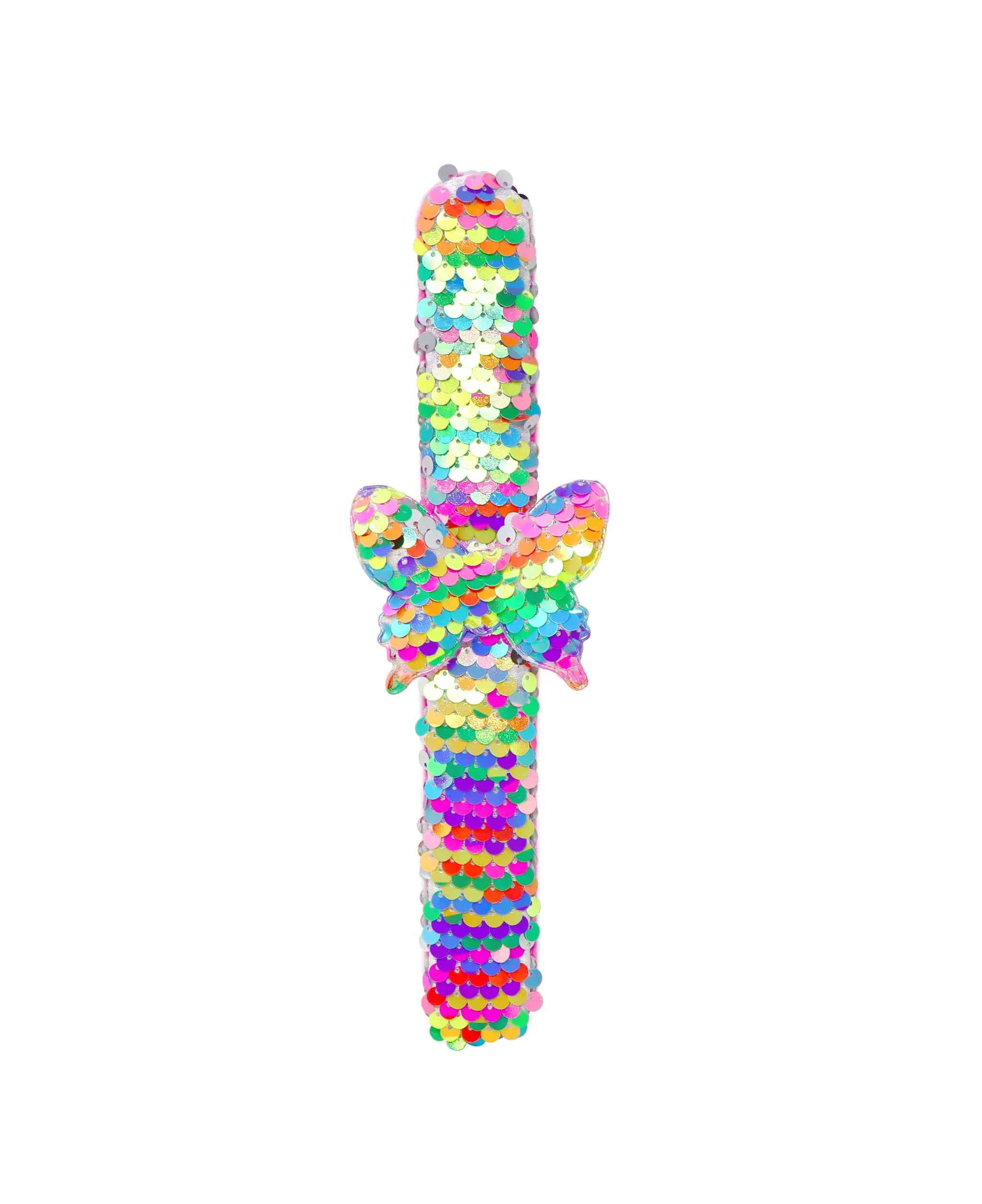Pink Poppy Butterfly Sequin Slap Bracelet