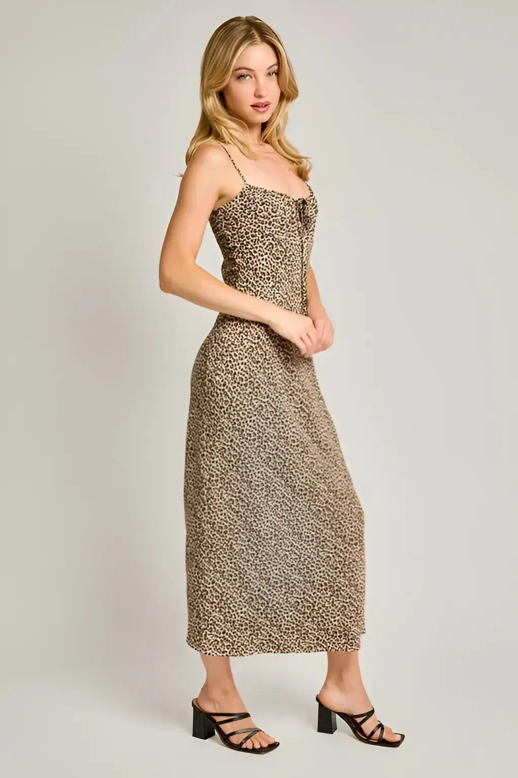 SHIRRED NECK BIAS MAXI DRESS